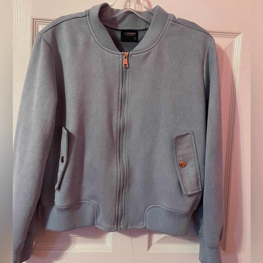 Ci Sono Women’s Soft Blue Outerwear Zipped Up Tracket Jacket Size L